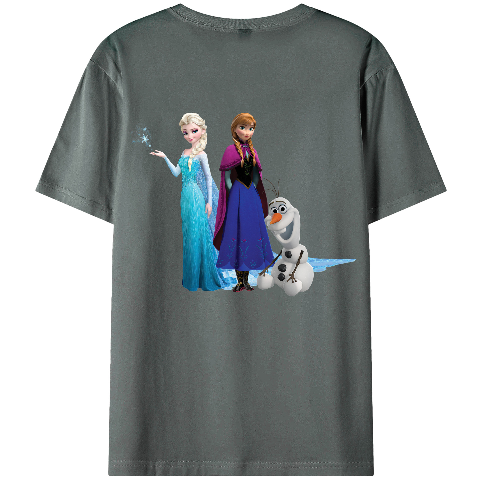 （画像用） アナと雪の女王 アンナ エルサ Frozen Anna Elsa 綿100％ メンズ半袖Tシャツ（バックプリント） 通気性